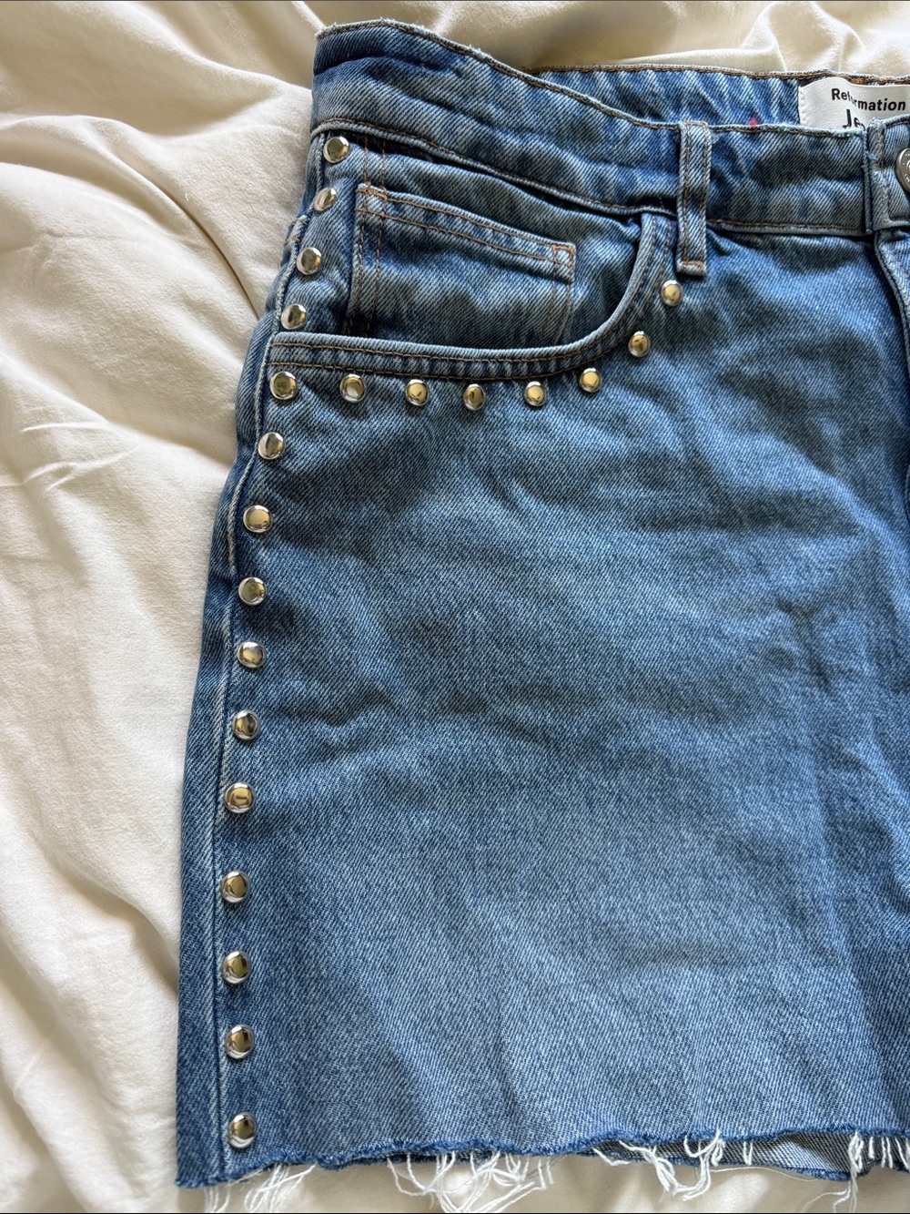 Reformation Studded Denim Shorts - Picture 2 of 5